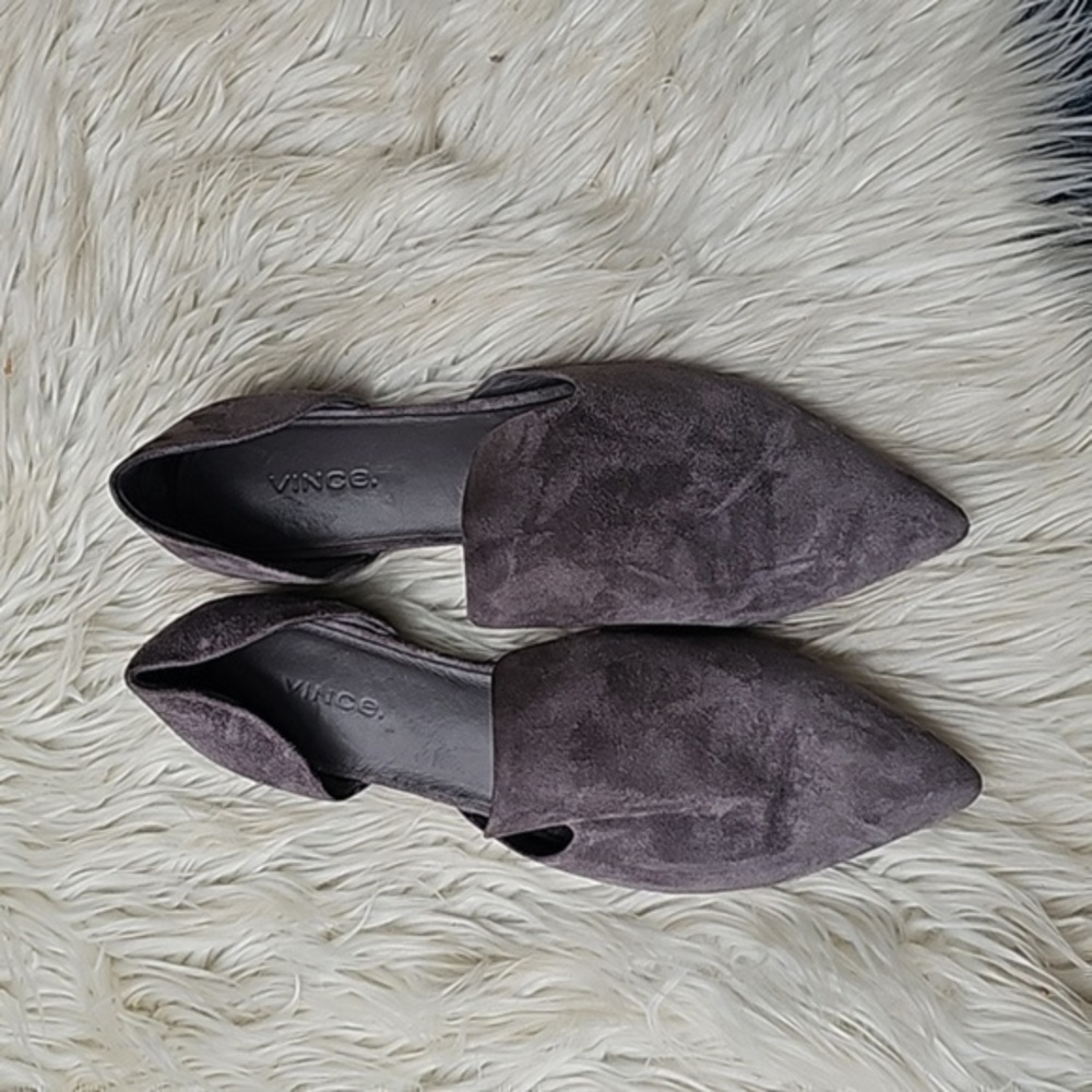 Vince Nina Two-Piece Suede Skimmer, Graphite Sz 7.5